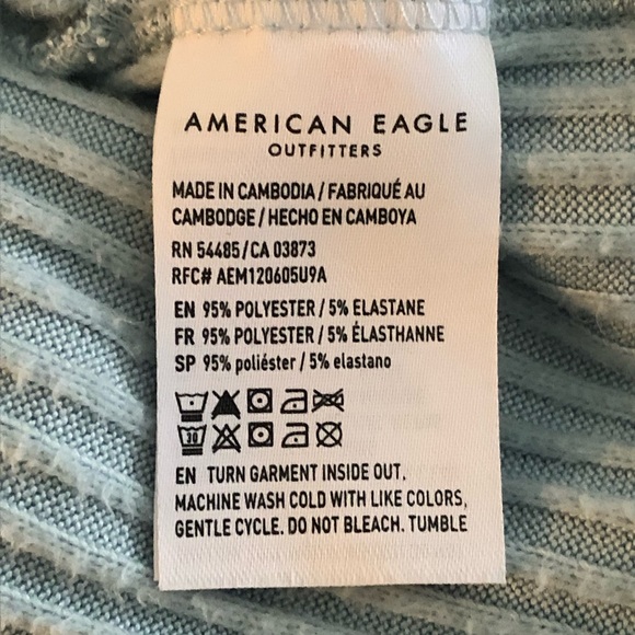 AMERICAN EAGLE Light Blue Soft L/S Top Sweater V Neck Ribbed Medium - Picture 7 of 7